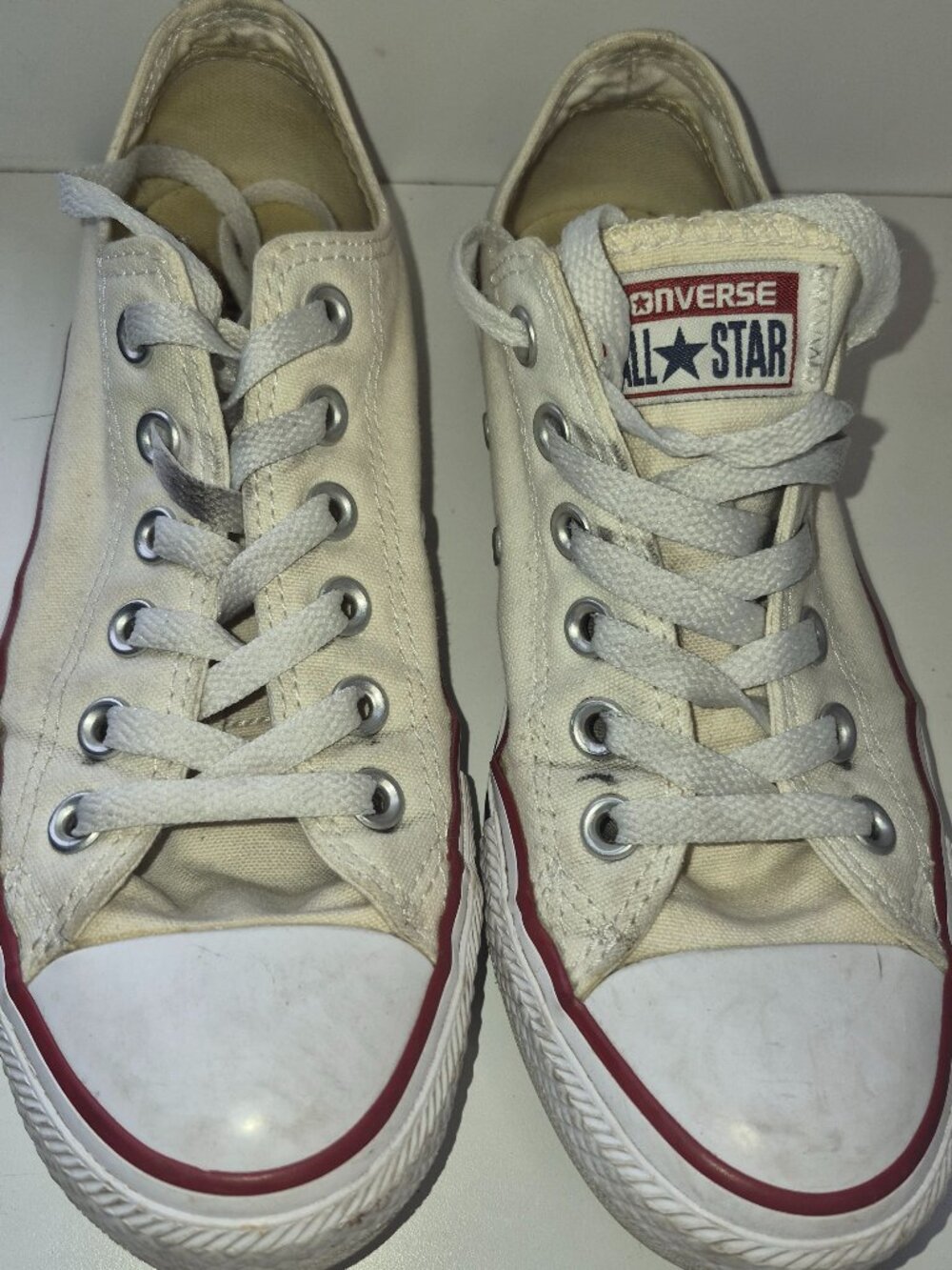 Converse All Star White Low Top Sneakers Classic Canvas Lace-Up Shoes Mens